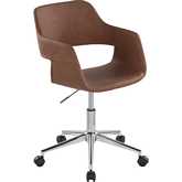 Margarite Office Task Chair in Chrome & Brown Leatherette